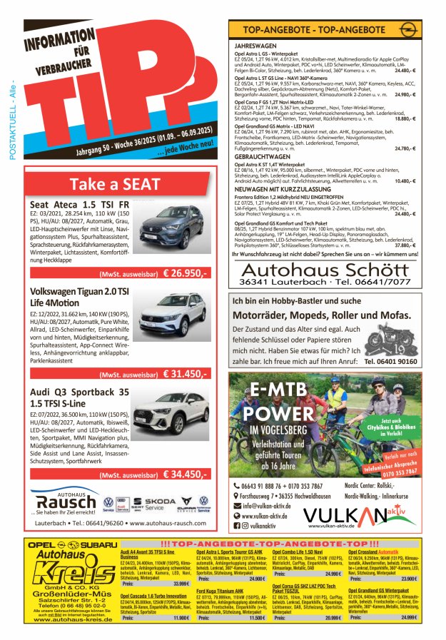 Titelblatt Tipp Vogelsberg Ausgabe: 20/2024