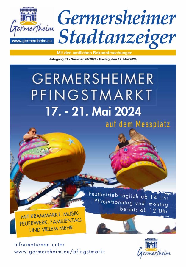 Titelblatt Germersheimer Stadtanzeiger Ausgabe: 20/2024