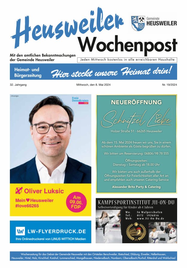 Titelblatt Heusweiler Wochenpost Ausgabe: 16/2024