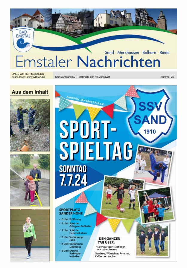 Titelblatt Emstaler Nachrichten Ausgabe: 22/2024