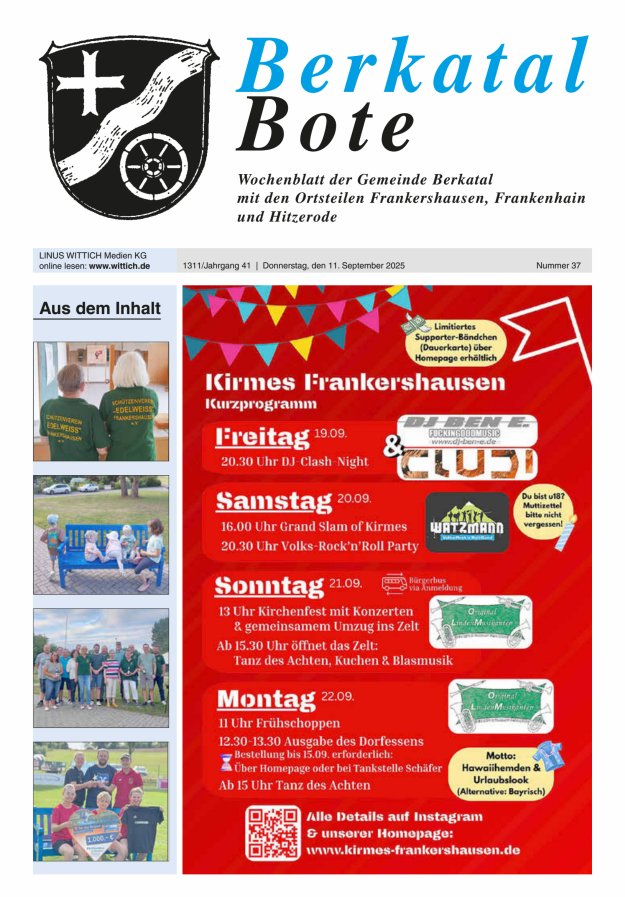 Titelblatt Berkatal Bote Ausgabe: 20/2024