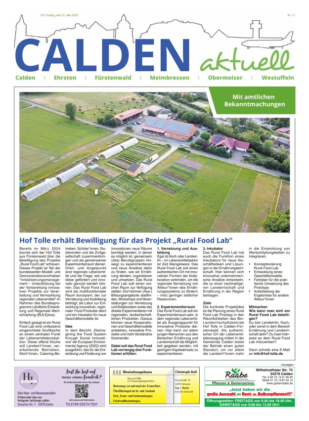 Titelblatt Calden aktuell Ausgabe: 09/2024