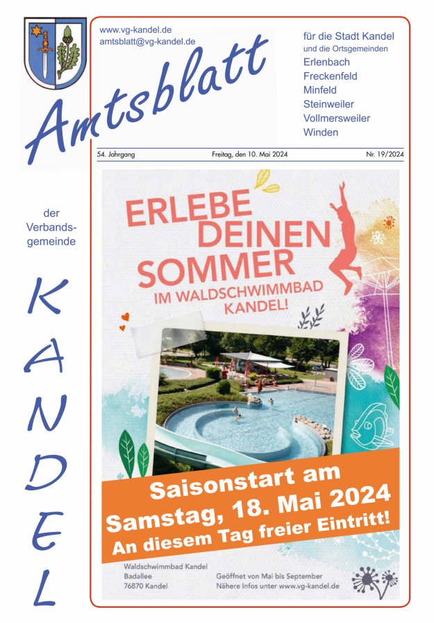 Titelblatt Amtsblatt VG Kandel Ausgabe: 16/2024