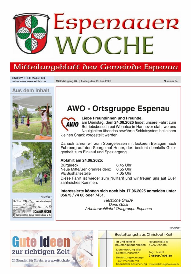 Titelblatt Espenauer Woche Ausgabe: 24/2025
