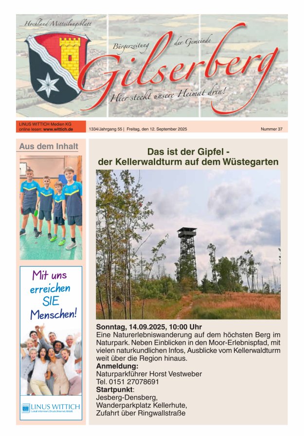 Titelblatt Hochland Mitteilungsblatt Gilserberg Ausgabe: 17/2024