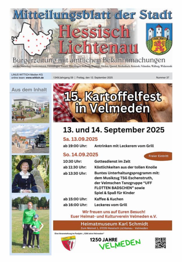 Titelblatt Mitteilungsblatt der Stadt Hess. Lichtenau Ausgabe: 20/2024