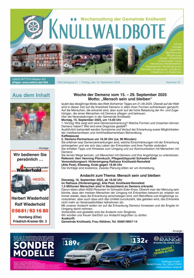 Titelblatt Knüllwaldbote