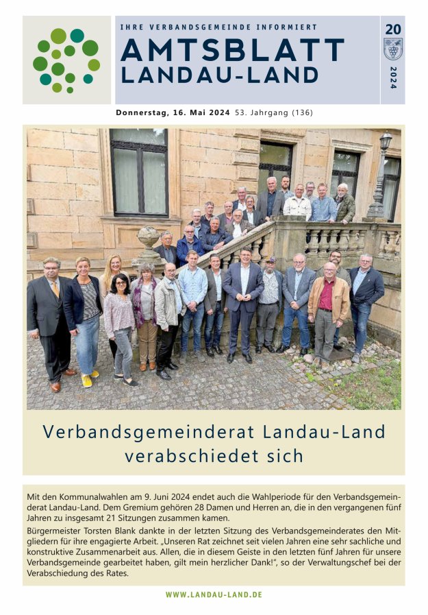 Titelblatt Amtsblatt VG Landau-Land Ausgabe: 19/2024