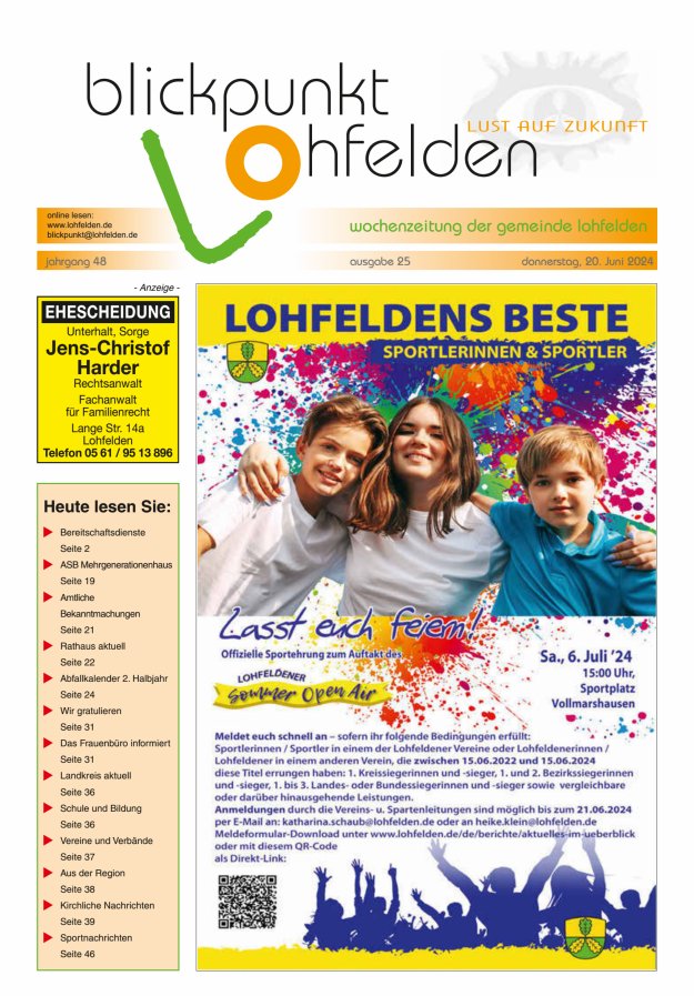 Titelblatt Blickpunkt Lohfelden Ausgabe: 20/2024