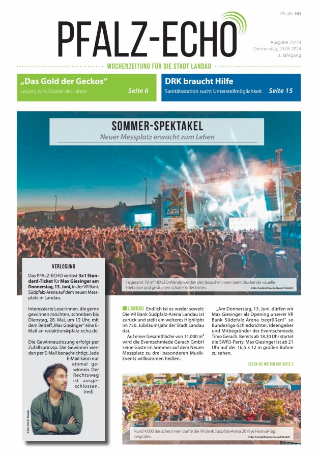 Titelblatt Pfalz-Echo Landau-Stadt Ausgabe: 18/2024