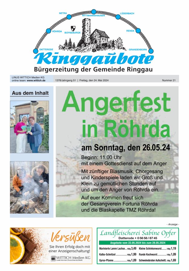 Titelblatt Ringgaubote Ausgabe: 18/2024