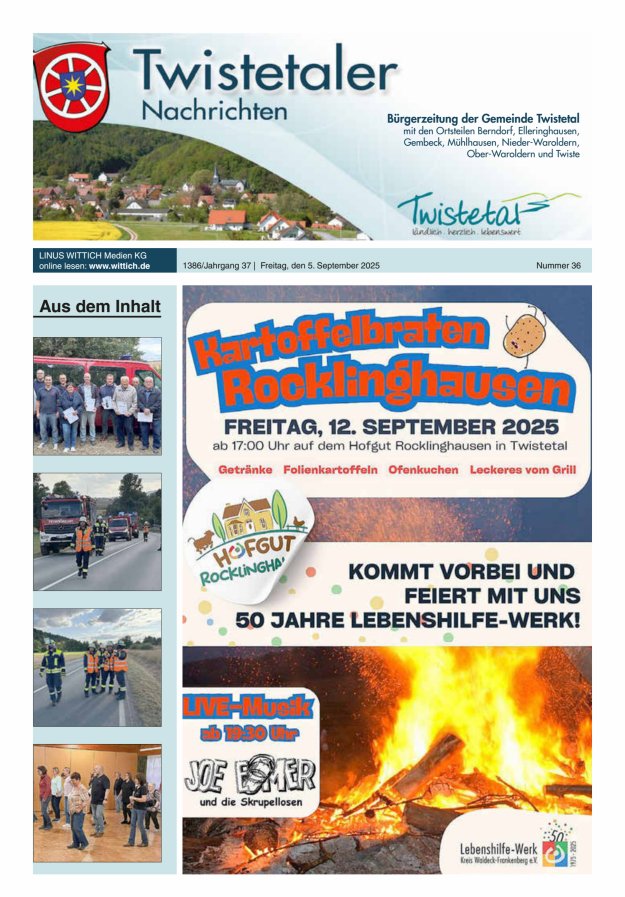 Titelblatt Twistetaler Nachrichten Ausgabe: 19/2024