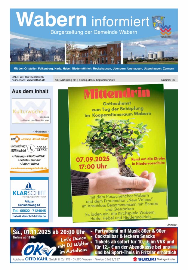 Titelblatt Wabern informiert Ausgabe: 17/2024