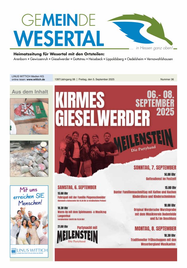 Titelblatt Wesertal Ausgabe: 19/2024