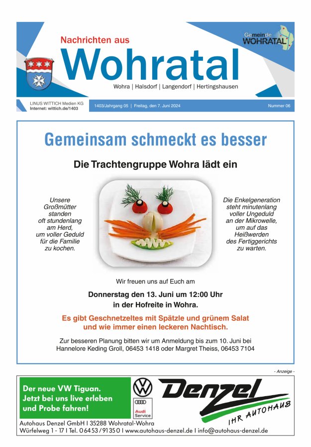 Titelblatt Nachrichten aus Wohratal Ausgabe: 05/2024