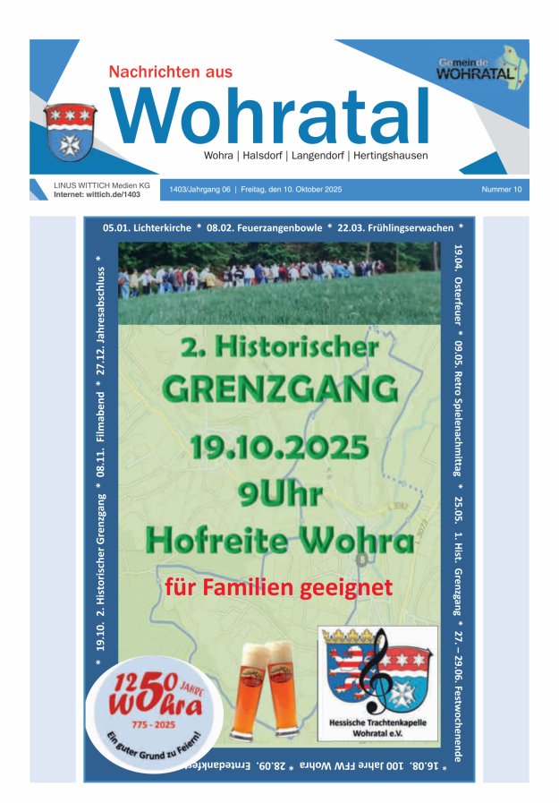 Titelblatt Nachrichten aus Wohratal Ausgabe: 05/2024