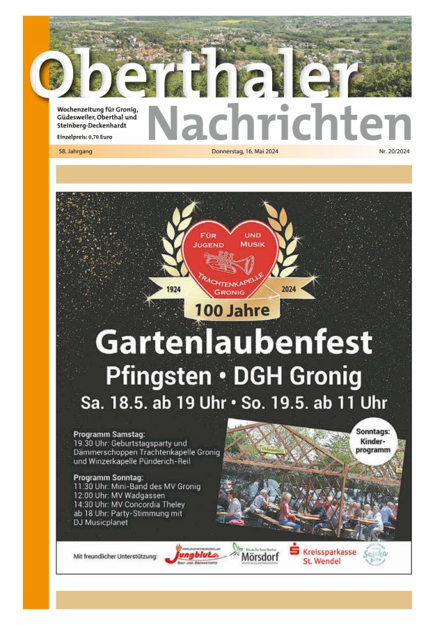 Titelblatt Oberthaler Nachrichten Ausgabe: 20/2024