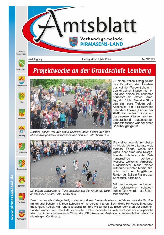 Titelblatt Amtsblatt VG Pirmasens-Land Ausgabe: 17/2024
