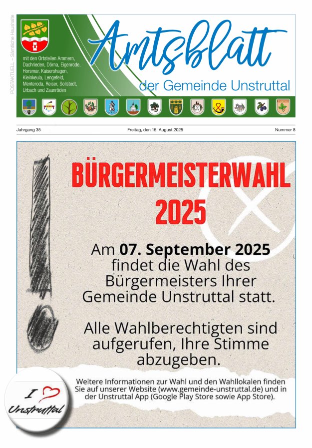 Titelblatt Amtsblatt der Gemeinde Unstruttal