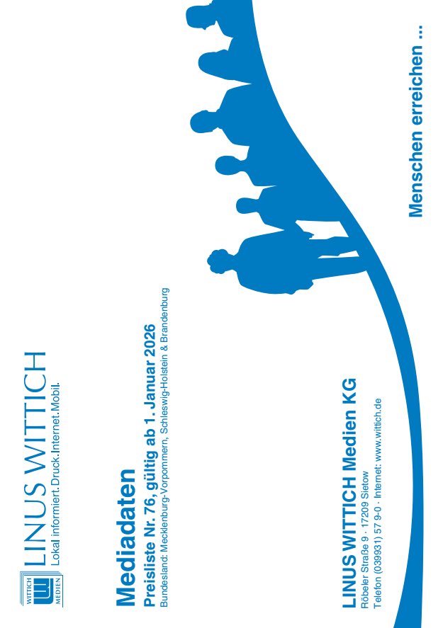 Titelblatt Mediadaten Verlagsstandort Sietow