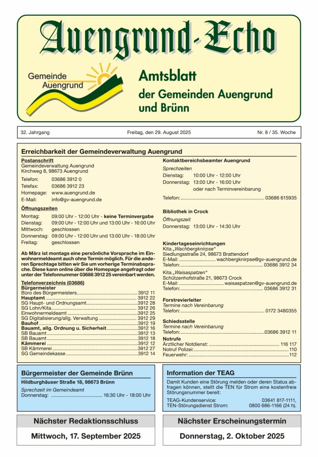 Titelblatt Auengrund-Echo