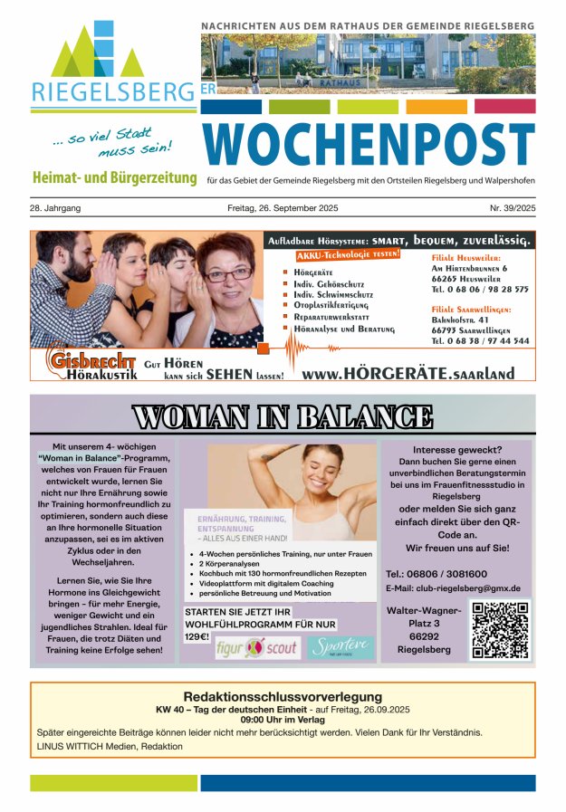 Titelblatt Riegelsberger Wochenpost