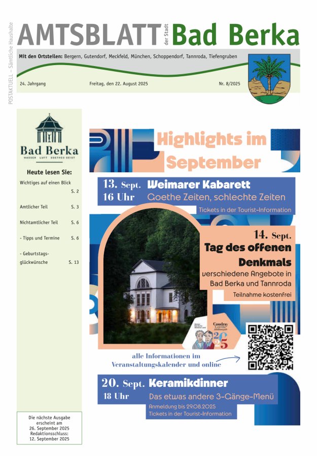 Titelblatt Amtsblatt der Stadt Bad Berka