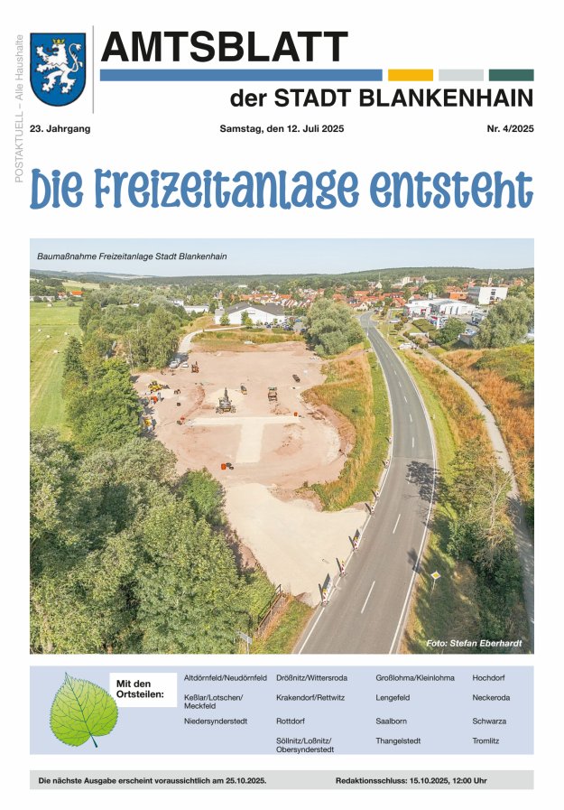 Titelblatt Amtsblatt der Stadt Blankenhain