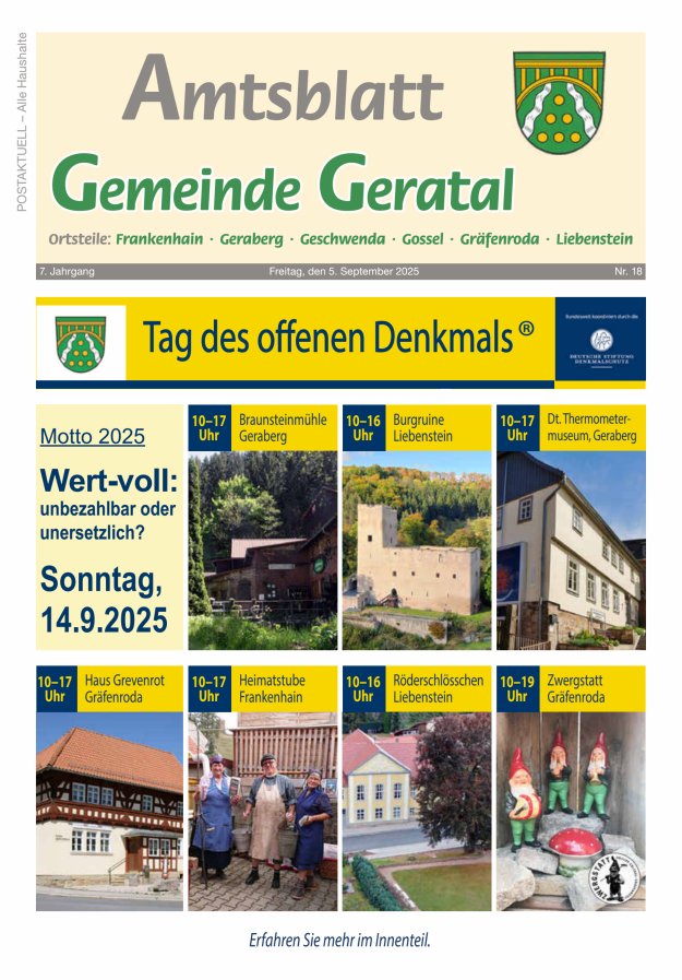 Titelblatt Amtsblatt der Gemeinde Geratal