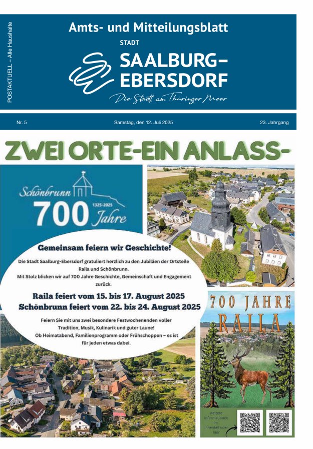 Titelblatt Amts- und Mitteilungsblatt der Stadt Saalburg-Ebersdorf