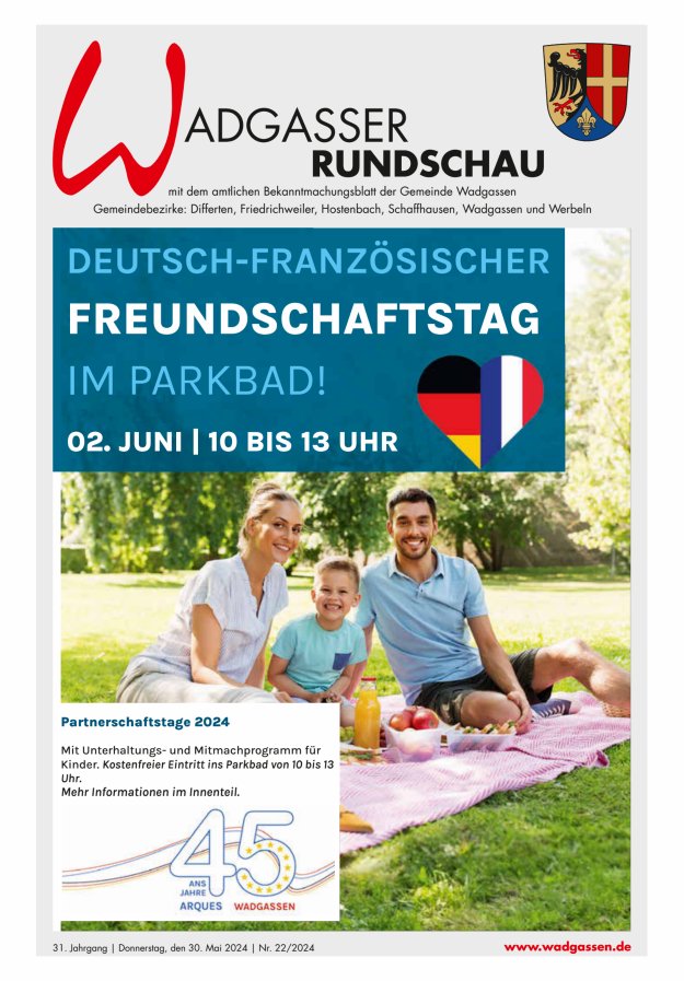 Titelblatt Wadgasser Rundschau Ausgabe: 18/2024