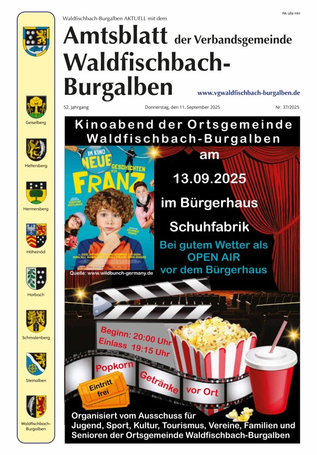 Titelblatt Amtsblatt der Verbandsgemeinde Waldfischbach-Burgalben