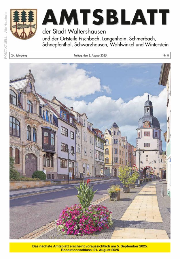 Titelblatt Amtsblatt der Stadt Waltershausen