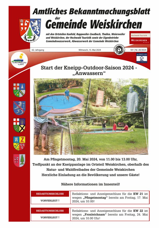 Titelblatt Amtliches Bekanntmachungsblatt der Gemeinde Weiskirchen