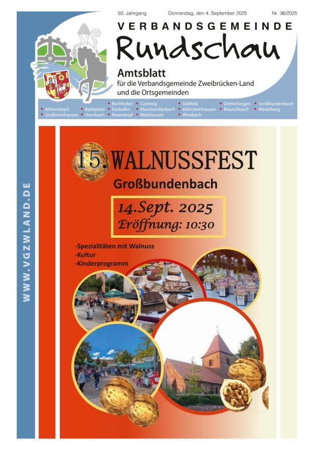 Titelblatt Verbandsgemeinde Rundschau Zweibrücken-Land