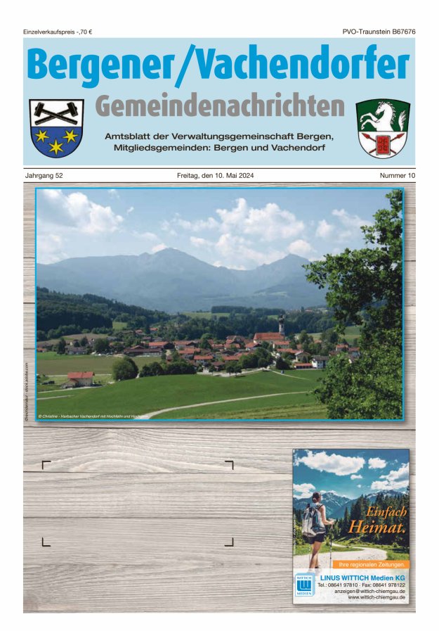 Titelblatt Bergener / Vachendorfer Gemeindenachrichten Ausgabe: 10/2024