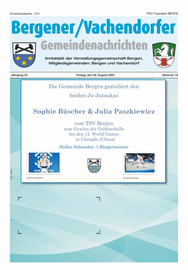 Titelblatt Bergener   Vachendorfer Gemeindenachrichten