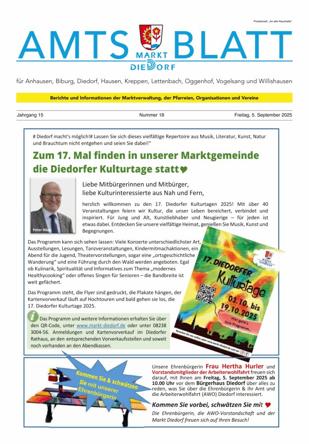 Titelblatt Amtsblatt Markt Diedorf  Ausgabe: 10/2024