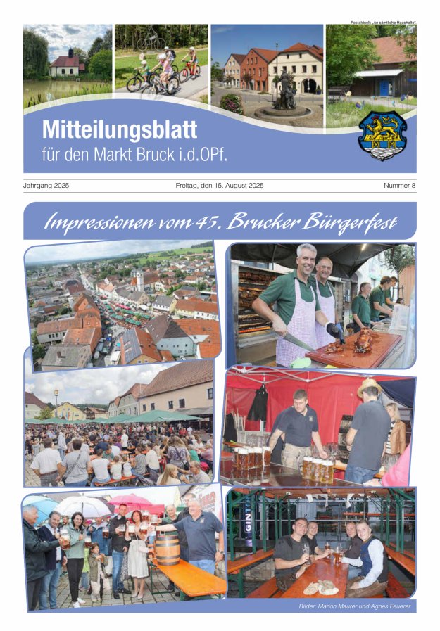 Titelblatt Mitteilungsblatt für den Markt Bruck id OPf