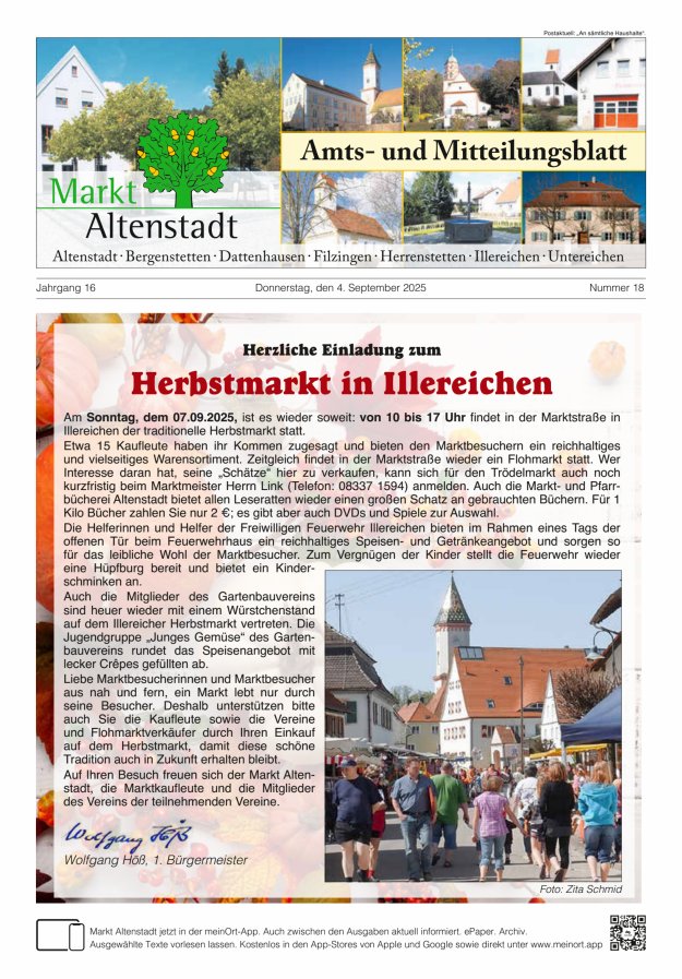 Titelblatt Amts- und Mitteilungsblatt des Marktes Altenstadt Ausgabe: 09/2024