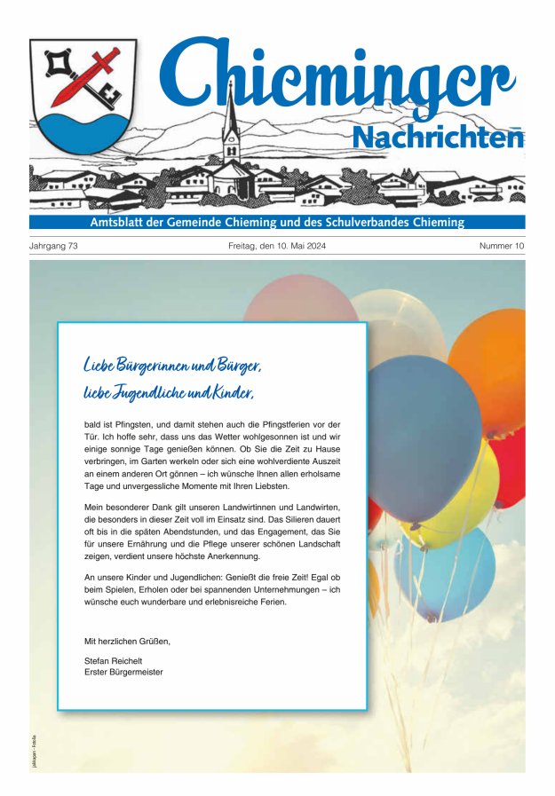 Titelblatt Chieminger Nachrichten Ausgabe: 09/2024