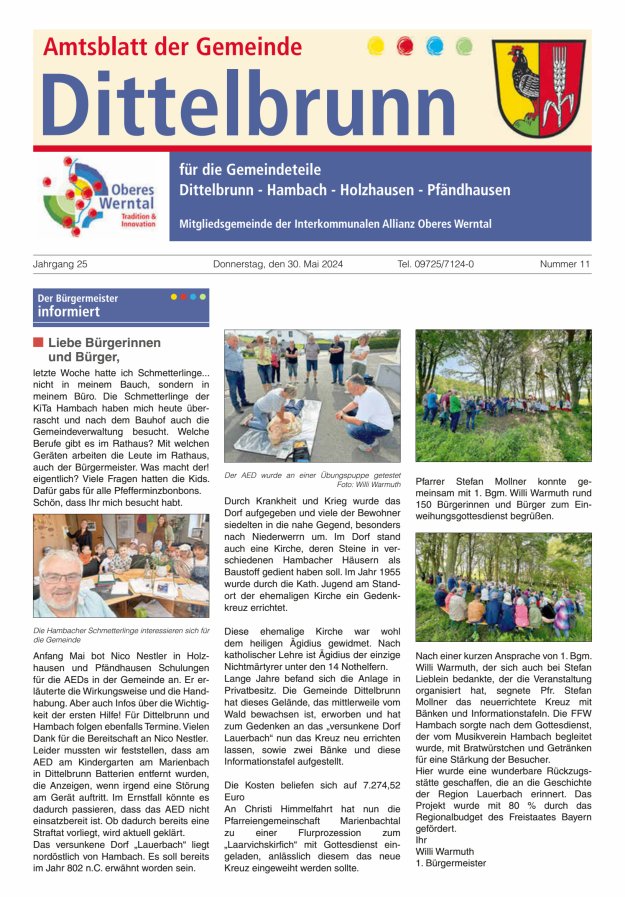 Titelblatt Amtsblatt der Gemeinde Dittelbrunn Ausgabe: 10/2024