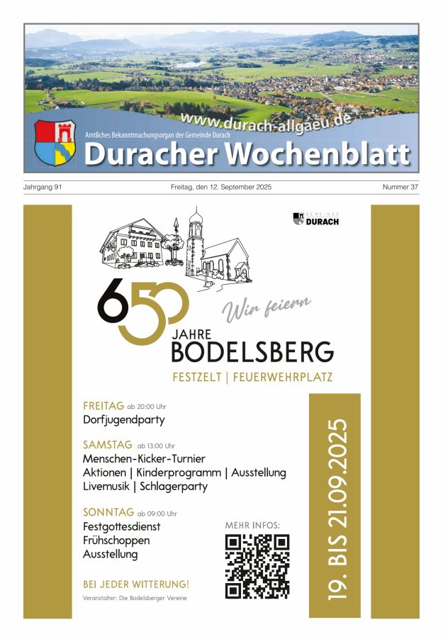 Titelblatt Duracher Wochenblatt Ausgabe: 20/2024