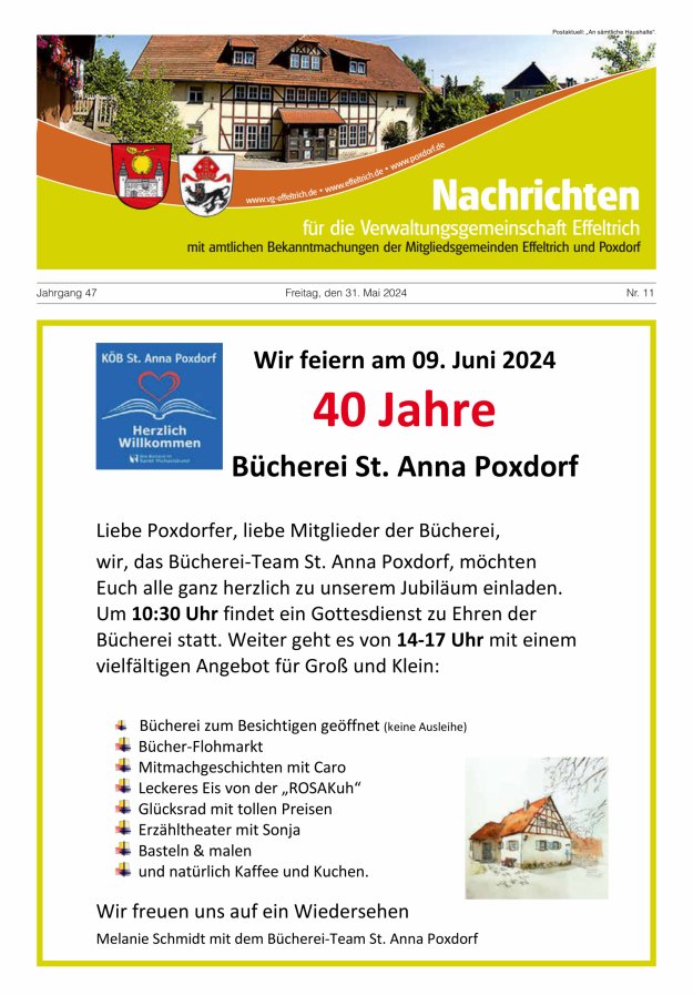 Titelblatt Nachrichten für die Verwaltungsgemeinschaft Effeltrich Ausgabe: 10/2024