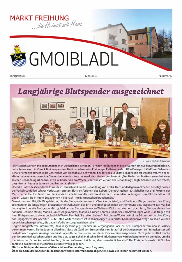 Titelblatt Markt Freihung Mitteilungsblatt Ausgabe: 05/2024