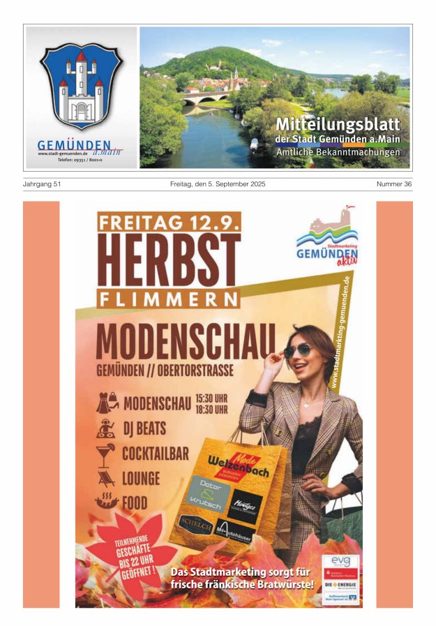 Titelblatt Mitteilungsblatt der Stadt Gemünden am Main Ausgabe: 18/2024