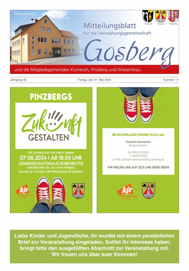 Titelblatt Mitteilungsblatt für die Verwaltungsgemeinschaft Gosberg Ausgabe: 10/2024