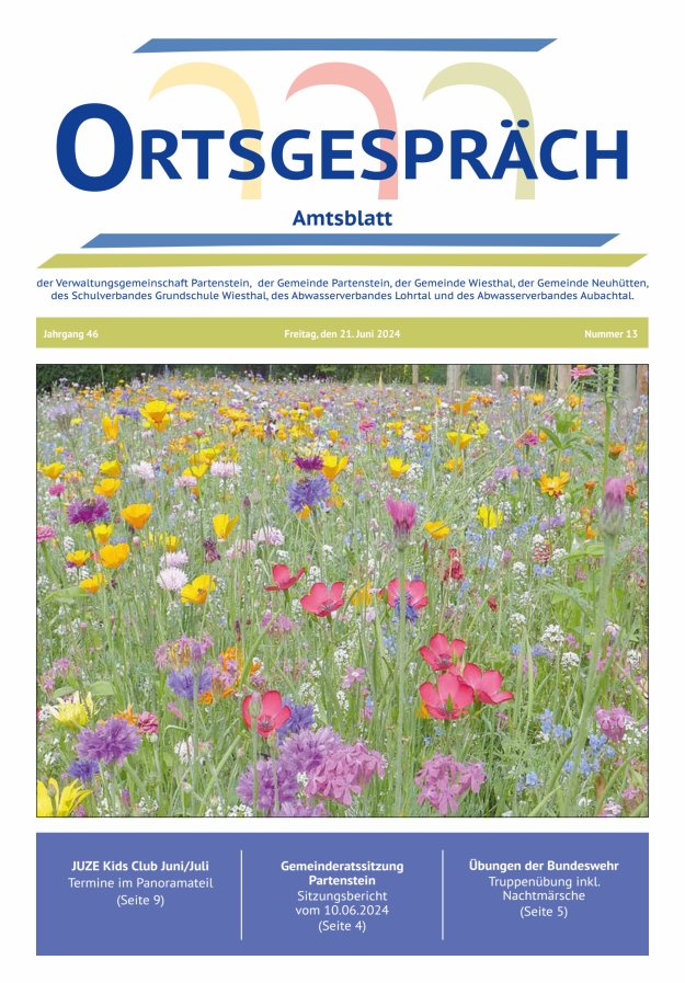 Titelblatt Ortsgespräch - Amtsblatt der VG Partenstein und ihrer Körperschaften Ausgabe: 11/2024