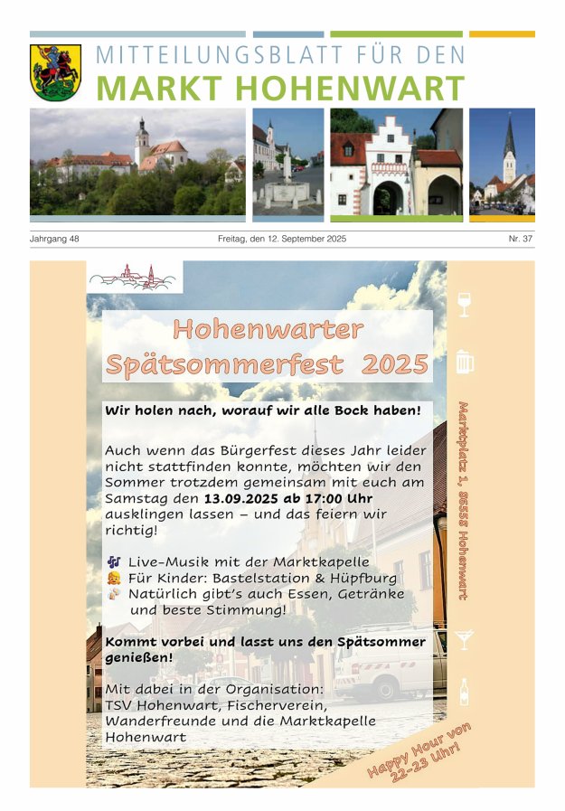 Titelblatt Mitteilungsblatt für den Markt Hohenwart Ausgabe: 20/2024