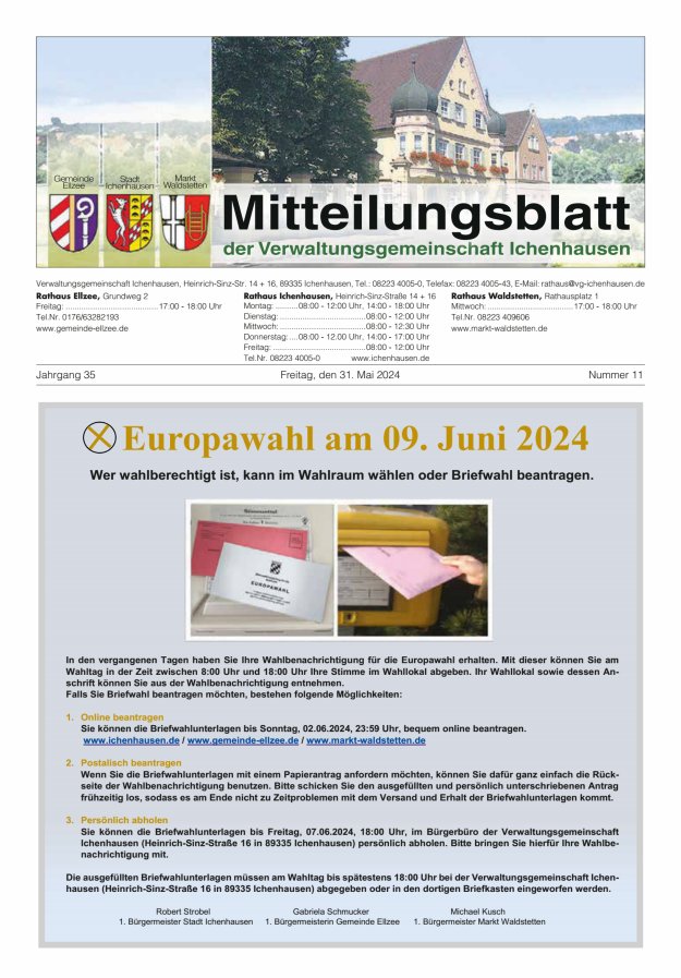 Titelblatt Mitteilungsblatt der Verwaltungsgemeinschaft Ichenhausen Ausgabe: 09/2024
